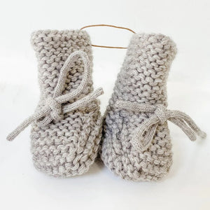 Belan.J Wool Knit Baby Booties - Grey (0-6 Months) Default Title