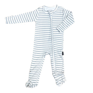 Belan.J Footed Zipper Sleeper - Ash Stripe (6-12 Months) Default Title