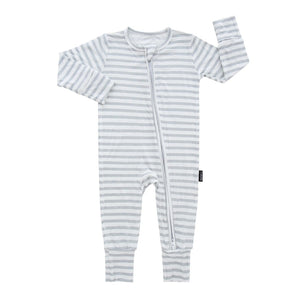 Belan.J Footless Sleeper with Fold-over Cuffs - Ash Stripe (6-12 Months) Default Title