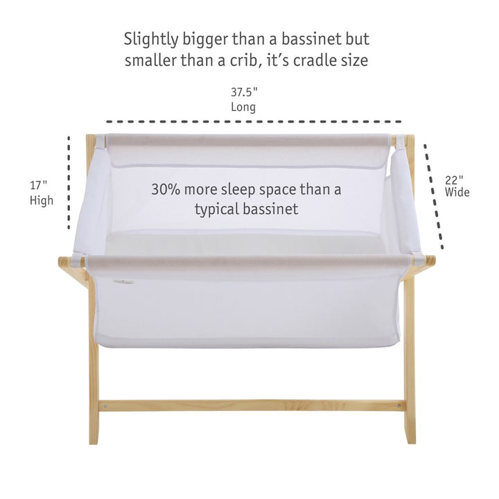 BreathableBaby Breathable Mesh Portable Bassinet - White/Beech