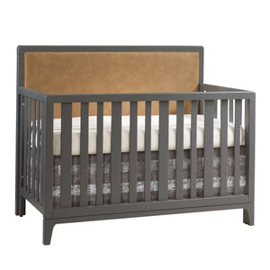 Natart Kyoto Convertible Crib Charcoal Caramel Bonded Leather