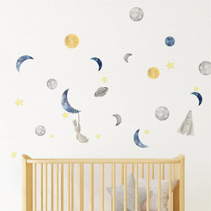 Peppy Lu Nursery Wall Decals Set - Captain Bun in Space (Small) Default Title