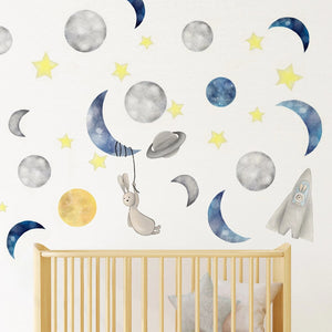 Peppy Lu Nursery Wall Decals Set - Captain Bun in Space (Large) Default Title