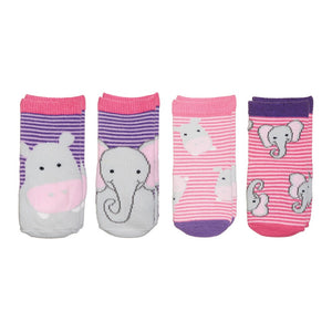 Flap Jack Kids 4-Pack Safari Socks - Elephant/Hippo (Small, 0-12 Months) (79771) (Open Box) Default Title