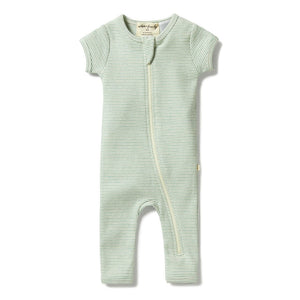 Wilson+Frenchy Organic Cotton Striped Short Sleeve Zipsuit - Deep Sea (12-18 Months, 10-12 Kg) Default Title