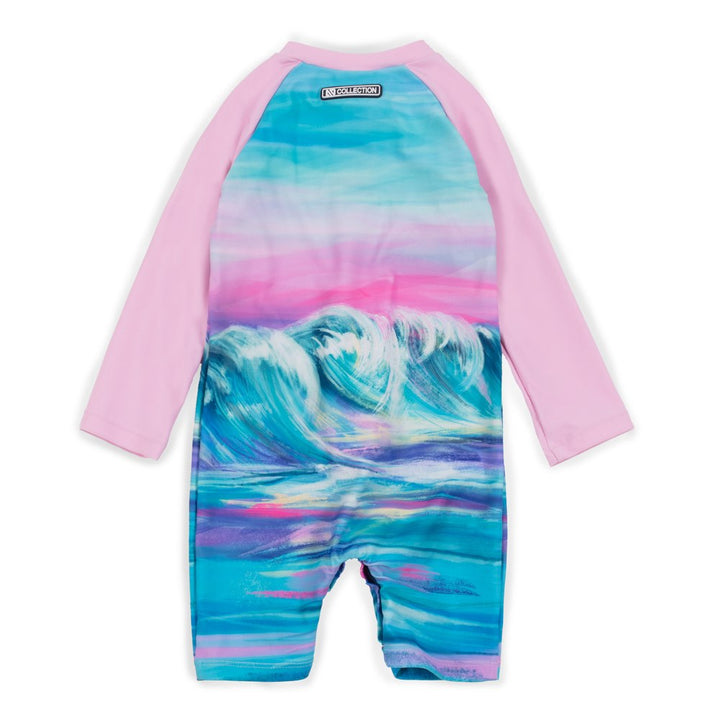 Nano One-Piece Rashguard Girls Long-Sleeve Swimsuit - Lilac (9-12 Months)