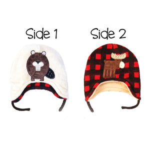 Flap Jack Kids Reversible Winter Hat - Moose/Beaver (Small, 6 Months+) (80400) (Open Box) Default Title