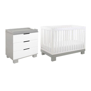 Babyletto Modo 2-Piece Crib and 3-Drawer Dresser Kit - Grey and White (80470) (Floor Model) Default Title