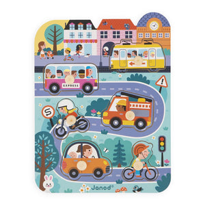 Janod 6-Piece Wood Puzzle Toy - In the City Default Title