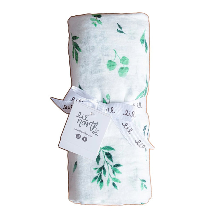 Lil North Bamboo and Cotton Blend Muslin Swaddle Blanket - Watercolour Foliage Default Title