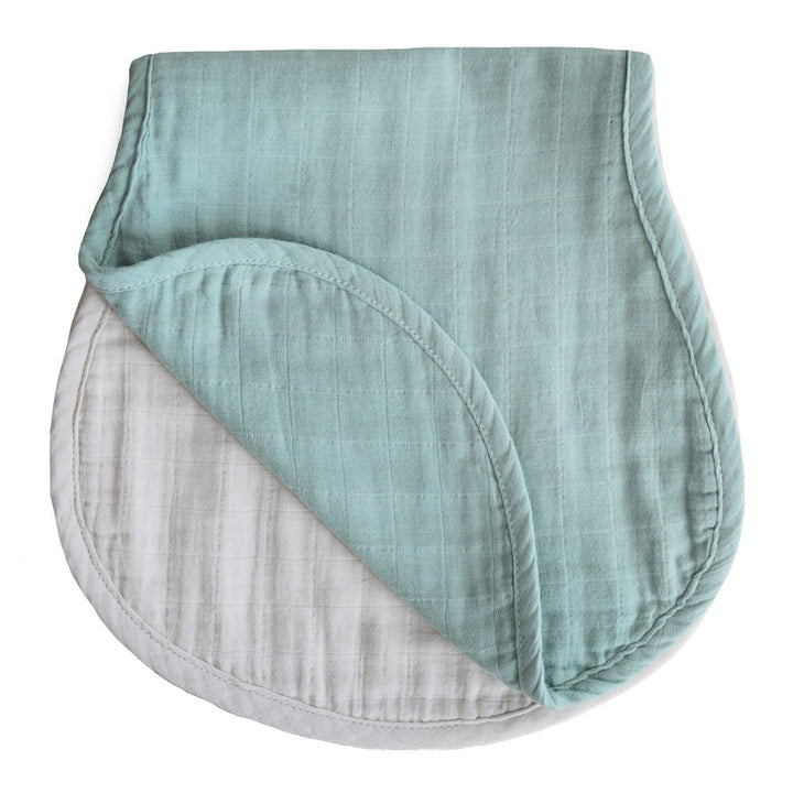 Mushie 2-Pack Organic Cotton Muslin Burp Cloths Roman Green Fog