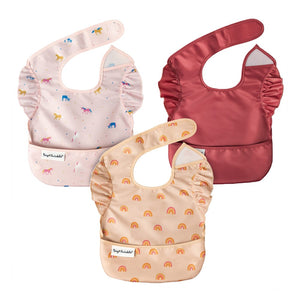 Tiny Twinkle 3-Pack Mess-Proof Easy Bibs Set Unicorn Rainbow Burg