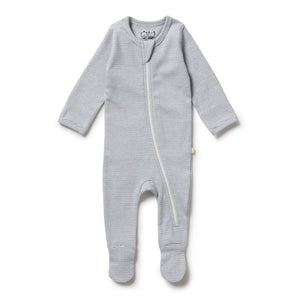 Wilson+Frenchy Organic Cotton Terry Long Sleeve Footed Sleeper - Rain Drop (Petit Baby, Up to 3.5 Kg) Default Title