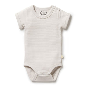 Wilson+Frenchy Organic Cotton Striped Short Sleeve Onesie - Clay (Petit Baby, Up to 3.5 Kg) Default Title