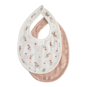 Mushie 2-Pack Cotton Muslin Bibs Blush Pink Floral