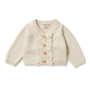 Wilson+Frenchy Knitted Ruffle Cardigan - Sand Melange (0-3 Months, 4-6 Kg) Default Title