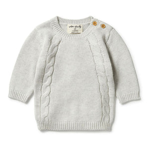 Wilson+Frenchy Knitted Mini Cable Jumper - Grey Melange (3-6 Months, 6-8 Kg) Default Title