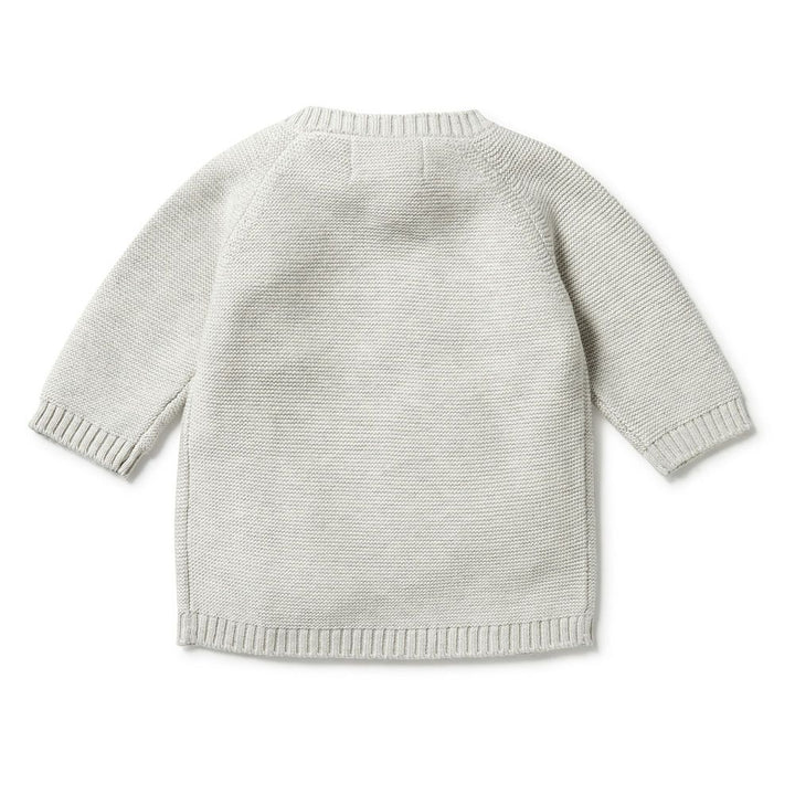 Wilson+Frenchy Ottoman Knit Kimono Cardigan with Pom Pom Tie - Grey Melange (Newborn, Up to 4 Kg)