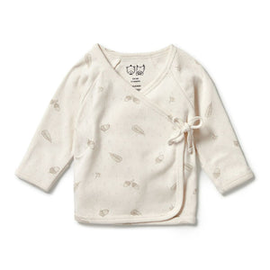 Wilson+Frenchy Organic Cotton Pointelle Long Sleeve Kimono Top - Little Acorn (0-3 Month, 4-6 Kg) Default Title