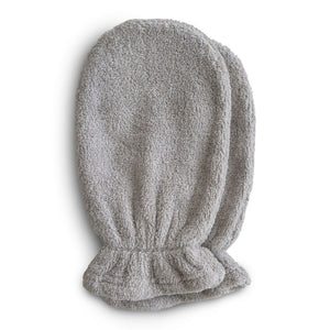 Mushie 2-Pack Organic Cotton Bath Mitts Grey