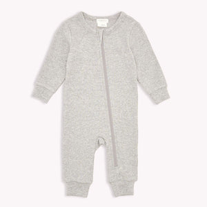 Petit Lem Organic Cotton-Modal Blend Rib Sleeper Heather Grey Newborn (7-9 lbs) Core