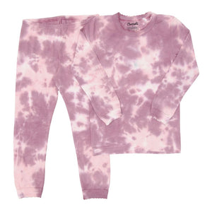 Coccoli Tencel Modal 2-Piece Long Sleeve Pyjama Set Mauve Tie-Dye (Discontinued) 2 Years (27-30 lbs) Fall Winter 2023