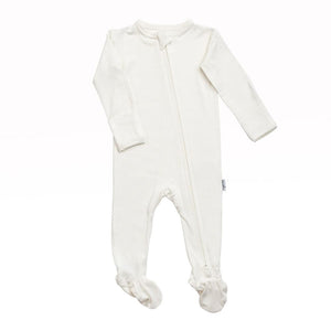 Pip+Phee Bamboo Footed Sleeper Cloud White (Discontinued) Newborn (Up to 10 lbs) Fall Winter 2023