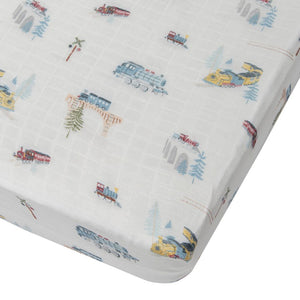 Loulou Lollipop Muslin Crib Sheet All Aboard (Discontinued)