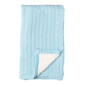 Baby Mode Signature Cable Knit Sherpa Blanket Blue