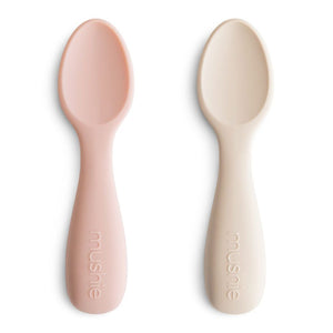 Mushie 2-Pack Silicone Toddler Starter Spoons Blush Shifting Sand