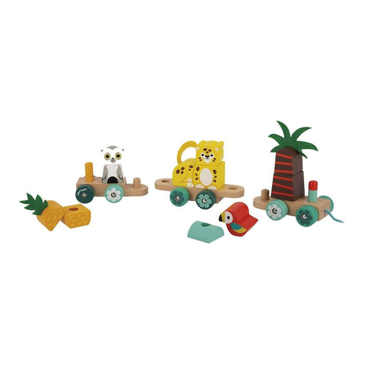 Janod Tropik Pull-Along Tropical Train Wooden Toy Default Title