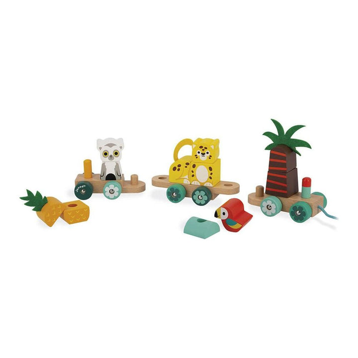 Janod Tropik Pull-Along Tropical Train Wooden Toy