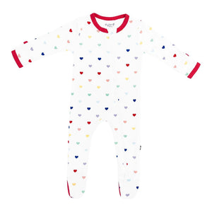 Kyte Bamboo Rainbow Heart Zippered Footie Cloud Rainbow Heart (Discontinued) 3-6 Months (12-17 lbs)