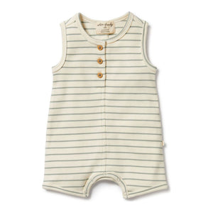 Wilson+Frenchy Organic Henley Growsuit Petit Sage 0-3 Months (4-6 Kg)