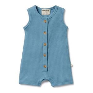 Wilson+Frenchy Organic Rib Growsuit Sky Blue 0-3 Months (4-6 Kg)