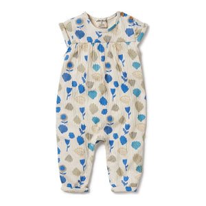 Wilson+Frenchy Crinkle Jumpsuit Ocean Breeze 6-12 Months (8-10 Kg)