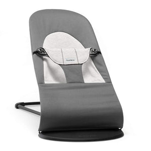 BabyBjorn Bouncer Balance in Soft Woven/Jersey Blend Fabric Dark Gray Gray on Black Frame