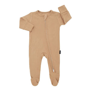 Belan.J Ribbed Bamboo Footed Zipper Sleeper Amber (Discontinued) Preemie Spring Summer 2024