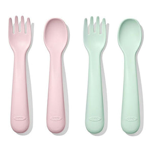 OXO Tot 4-Piece Spoon & Fork Training Set Opal & Blossom