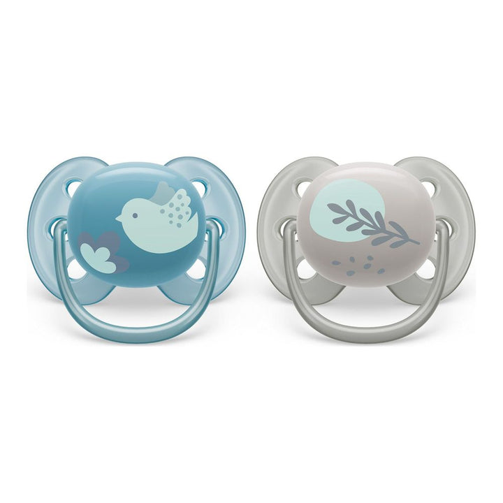 Avent Ultra Soft Pacifiers Blue Dove + Silver Leaf 6-18 months