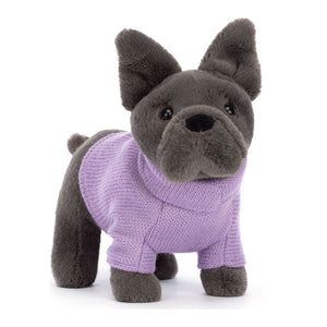 Jellycat Bashful Plush Toy - French Bulldog in Purple Sweater (7 inch) Default Title