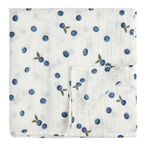 Petit Lem Organic Cotton Muslin Swaddle in Blueberry Print Default Title