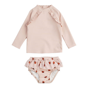 Petit Lem Long Sleeve Rashguard Set with Swim Diaper in Rose/Ladybug Print Rose Ladybug (Discontinued) 3-6 Months Spring Summer 2024