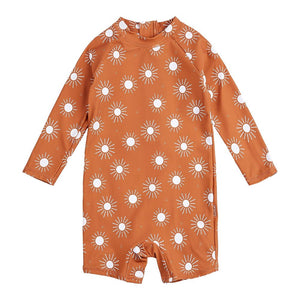 Petit Lem Long Sleeve Swim Romper in Apricot Sun Print Apricot Sun 6-12 Months Spring Summer 2024