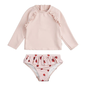 Petit Lem Long Sleeve Rashguard Set with Swim Diaper in Rose/Ladybug Print Rose Ladybug (Discontinued) 18-24 Months Spring Summer 2024