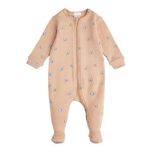 Petit Lem Organic Cotton Ribbed Footed Sleeper in Rose Butterfly Print Rose Butterfly 6 Months Spring Summer 2024