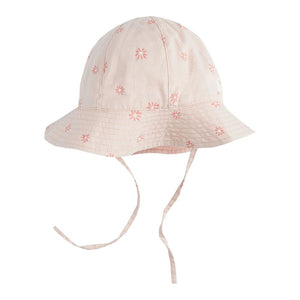 Petit Lem Flower Linen Hat in Coral Coral Stripes 12-24 Months Spring Summer 2024