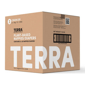 Terra 8-Pack Natural Plant-Based Eco-Friendly Diapers - 160 diapers, 20 count per pack (Size 3, Crawler) Default Title