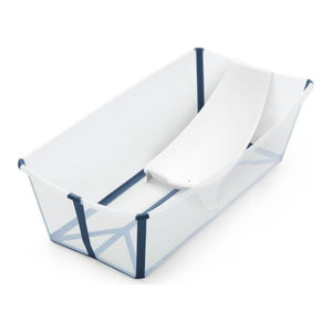 Stokke Flexi Bath X-Large Bundle and Flexi Bath Newborn Support Transparent Blue