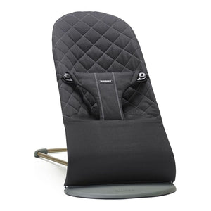 BabyBjorn Bouncer Bliss in Woven Fabric - Classic Quilt, Black on Dark Grey Frame (87255) (Open Box) Default Title